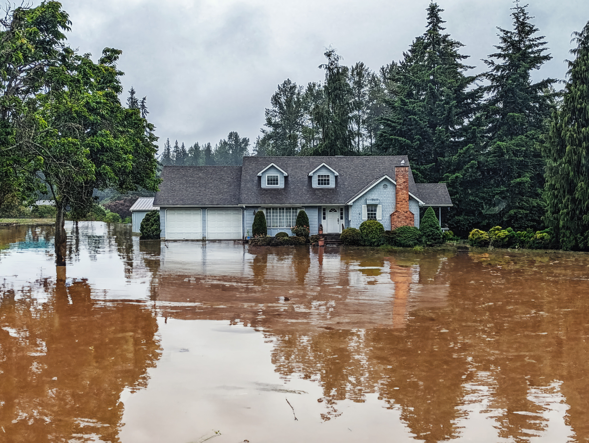 Flooded neighborhood street